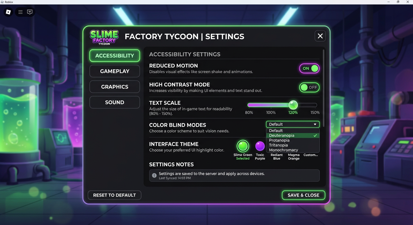Accessibility & settings (server-persisted)